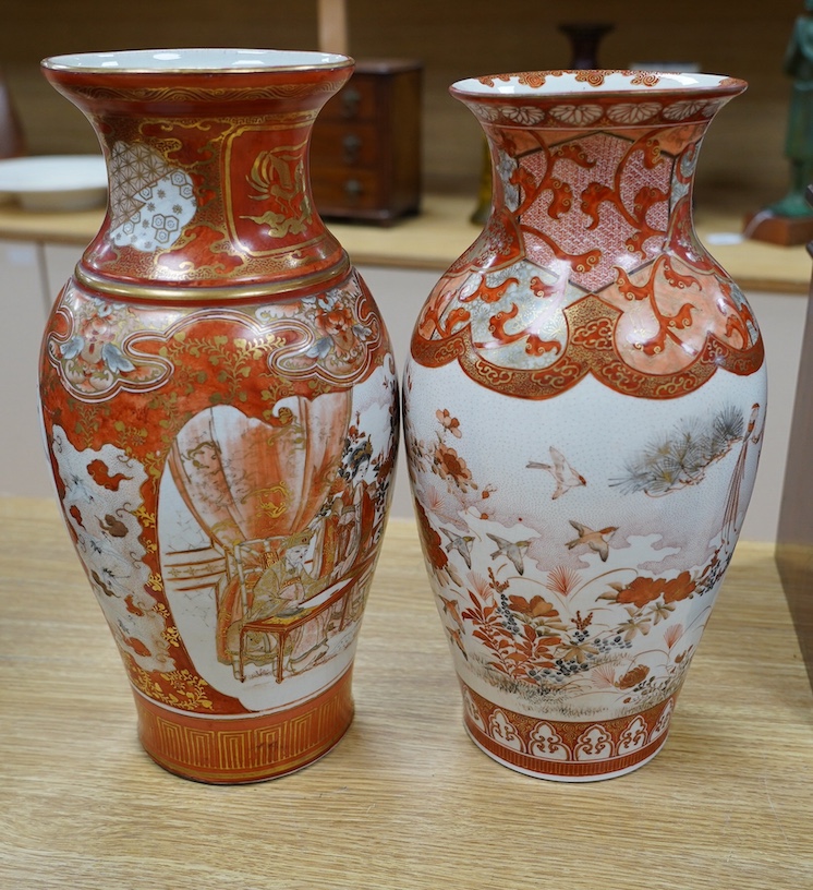 Two Japanese Kutani vases, tallest 37cm high. Condition - good